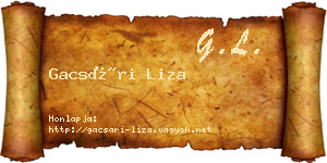 Gacsári Liza névjegykártya